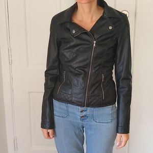 Celebrity Pink Black Leather Jacket Size Small
